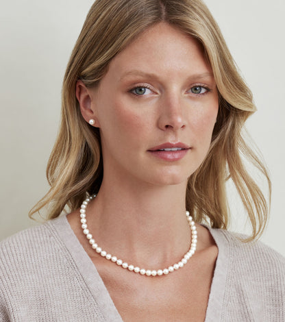 6.5-7.0mm Japanese Akoya White Pearl Necklace - AAA Quality