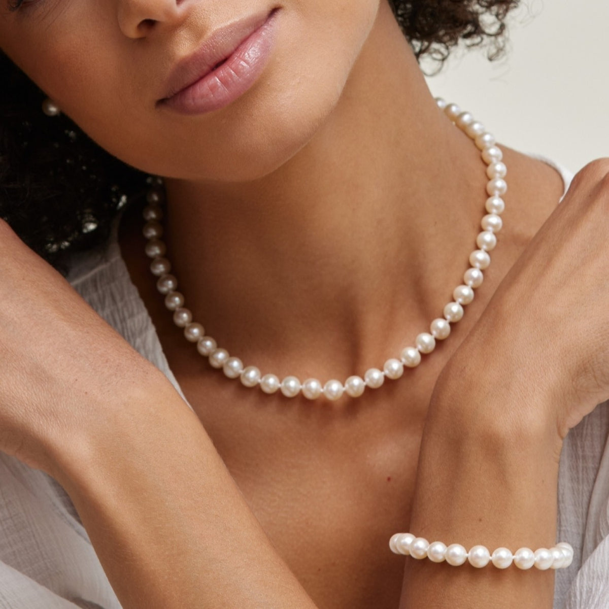 7.0-7.5mm White Freshwater Pearl Necklace - AAAA Quality