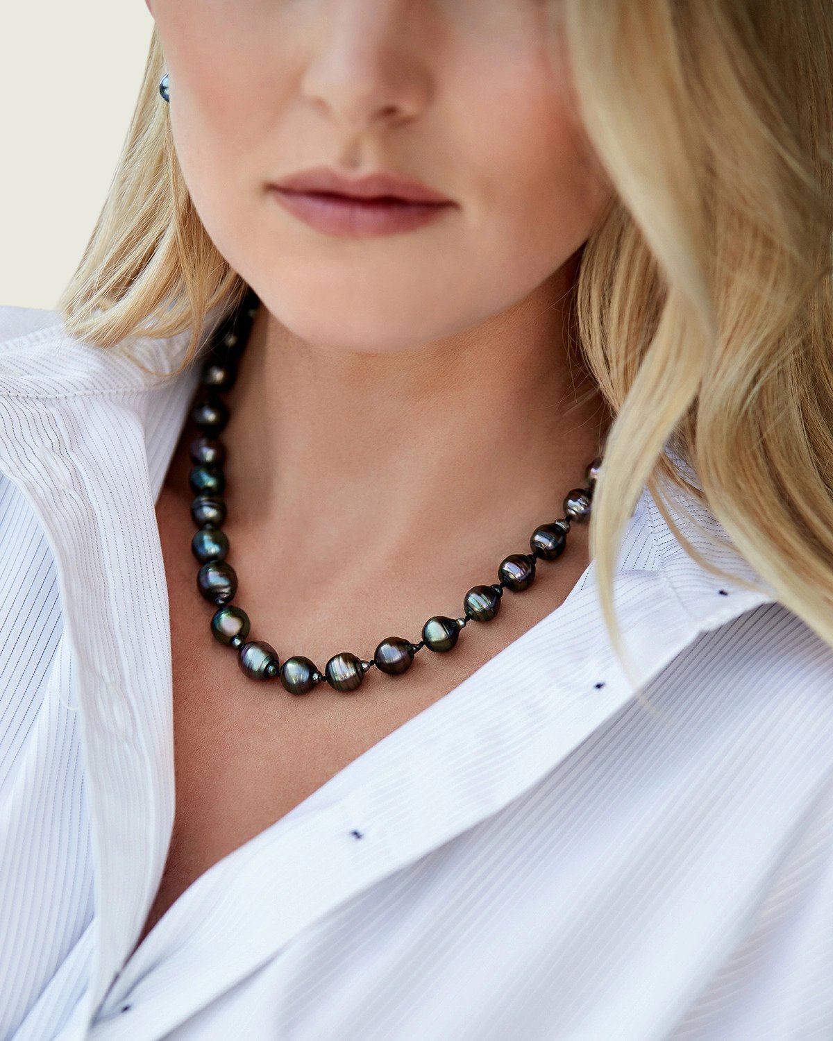 8-10mm Dark Tahitian South Sea Circle - Baroque Pearl Necklace